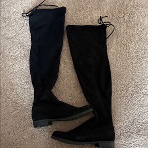 Unisa Black Suede Over-the-Knee Women's Boots